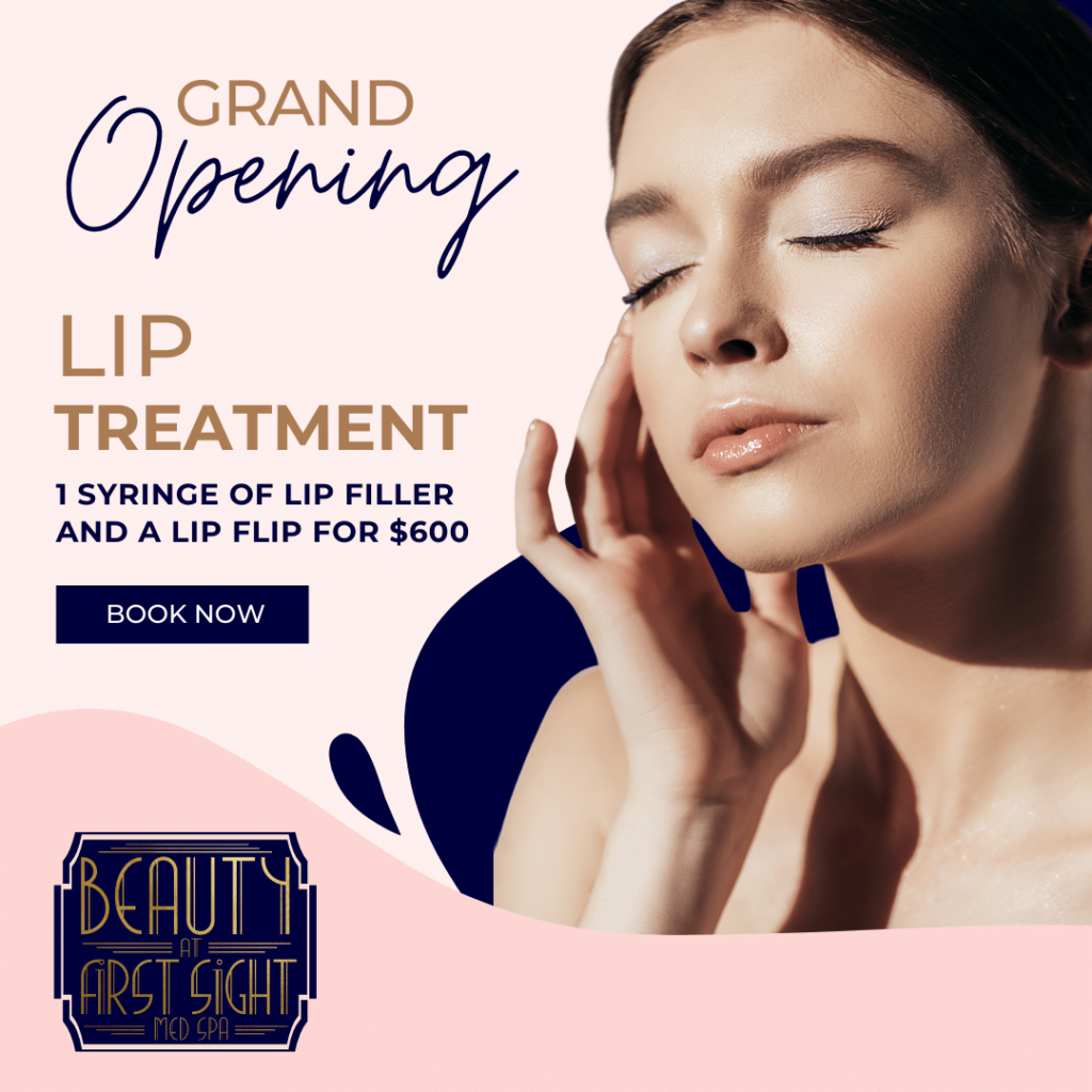 Dreamy Female With Closed Eyes - Grand Opening Lip treatment | Beauty at First Sight Med Spa in Chicago, Illinois